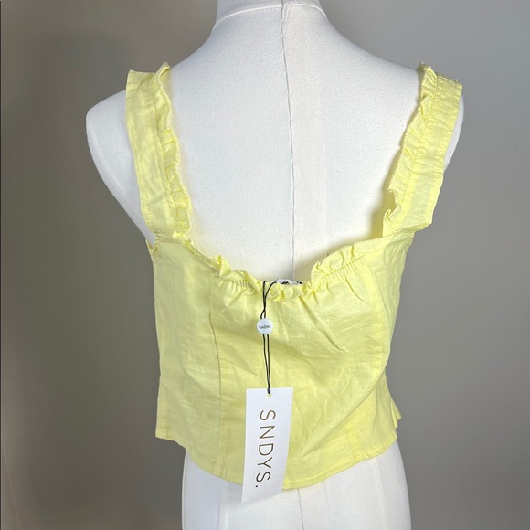 Yellow Ruffle Strap Button-Down Top - Picture 4 of 4